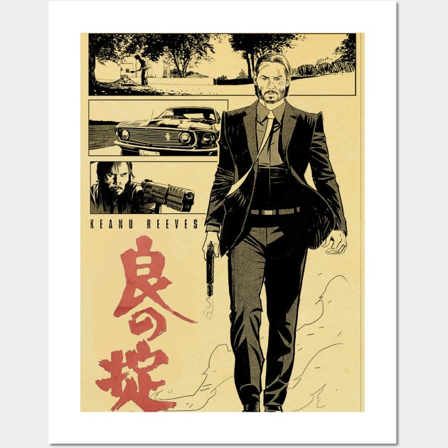 John Wick The Golden  Japanese Wall Art by juassicpodcast